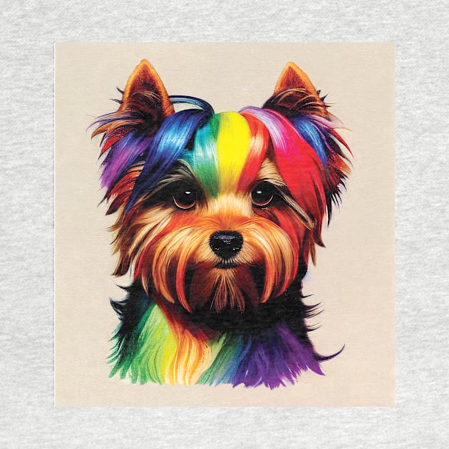 Yorkshire Terrier Dog in Rainbow Colours by Geminiartstudio